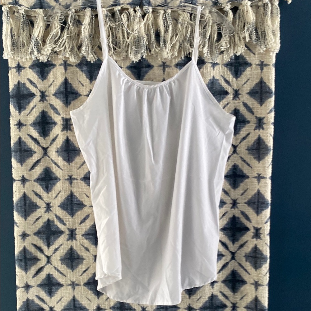 white silky layer cami tank gather neck adjustable straps